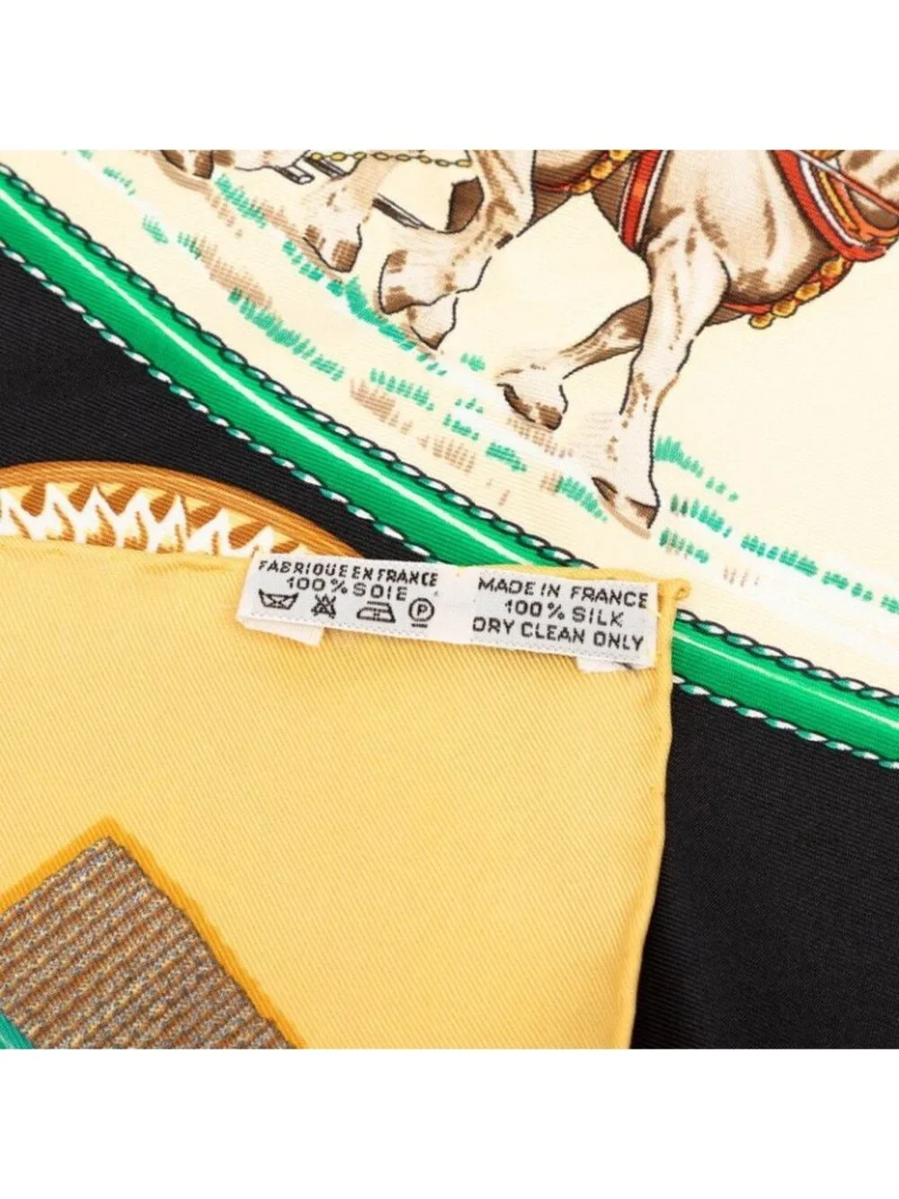 Hermes Carre 90 Chevaux de Trait Scarf Yellow Multicolor Silk